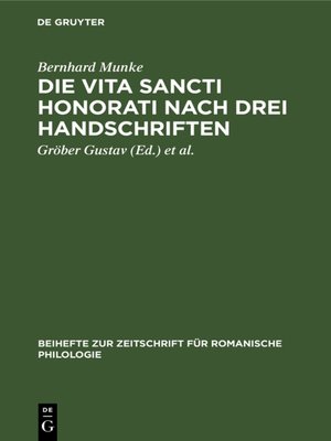 cover image of Die Vita Sancti Honorati nach drei Handschriften